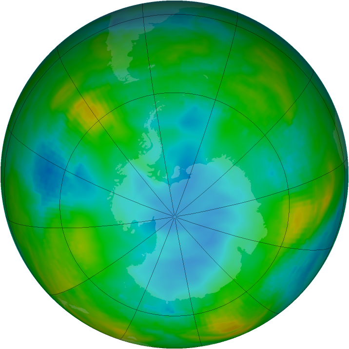 Antarctic ozone map for 19 July 1989